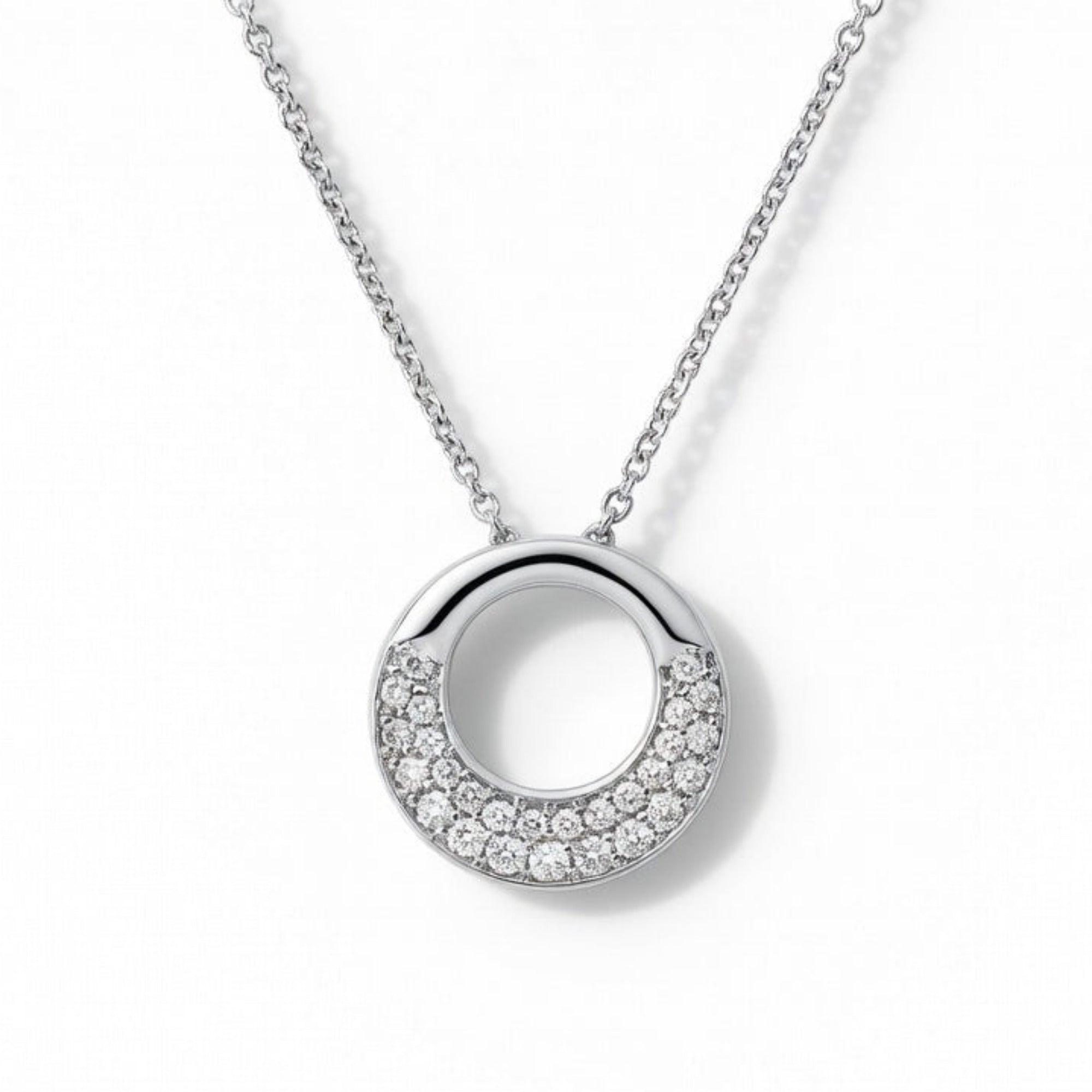 P4709W — White Gold Diamond Pendant by Albert David Pearls & Gems Inc.