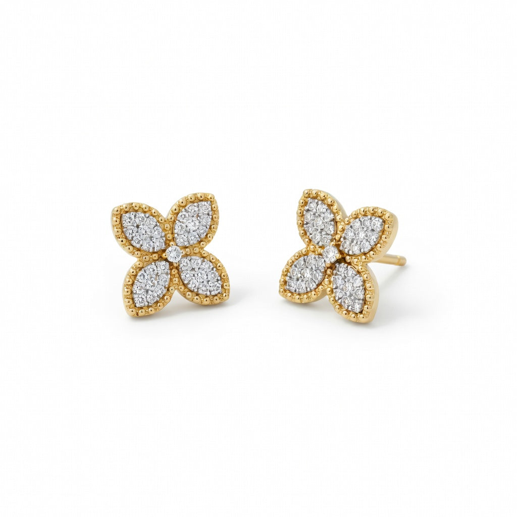 E4707Y — Yellow Gold Diamond Earrings by Albert David Pearls & Gems Inc.