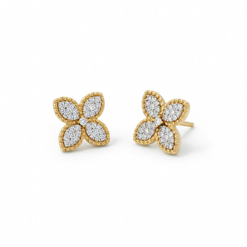E4707Y — Yellow Gold Diamond Earrings by Albert David Pearls & Gems Inc.
