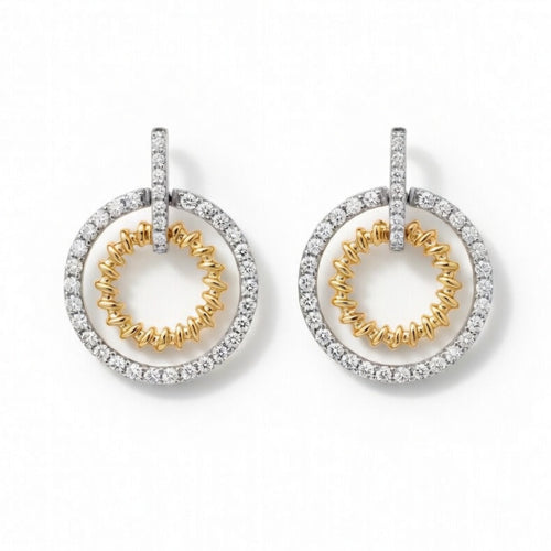 E4721WY — Two-Tone Gold Diamond Earrings by Albert David Pearls & Gems Inc.