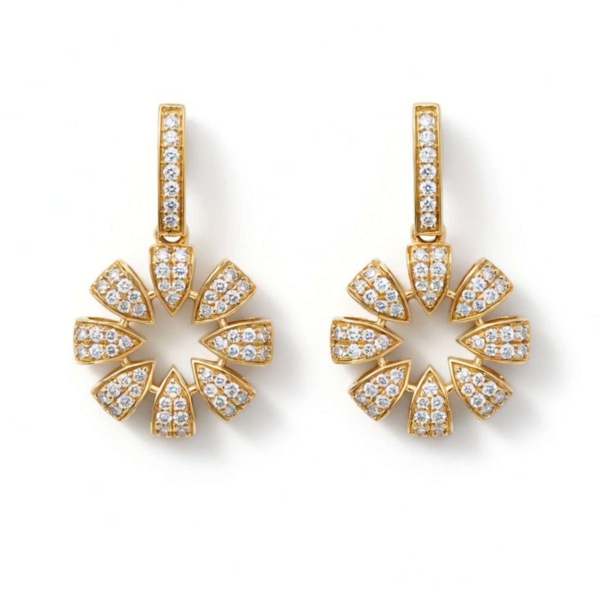 E4728Y — Yellow Gold Diamond Earrings by Albert David Pearls & Gems Inc.