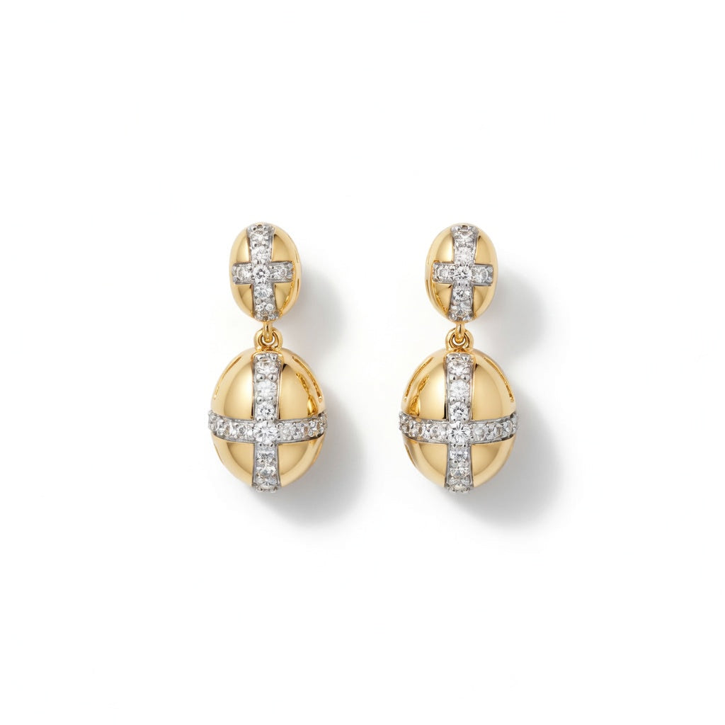 E4759Y — Yellow Gold Diamond Earrings by Albert David Pearls & Gems Inc.