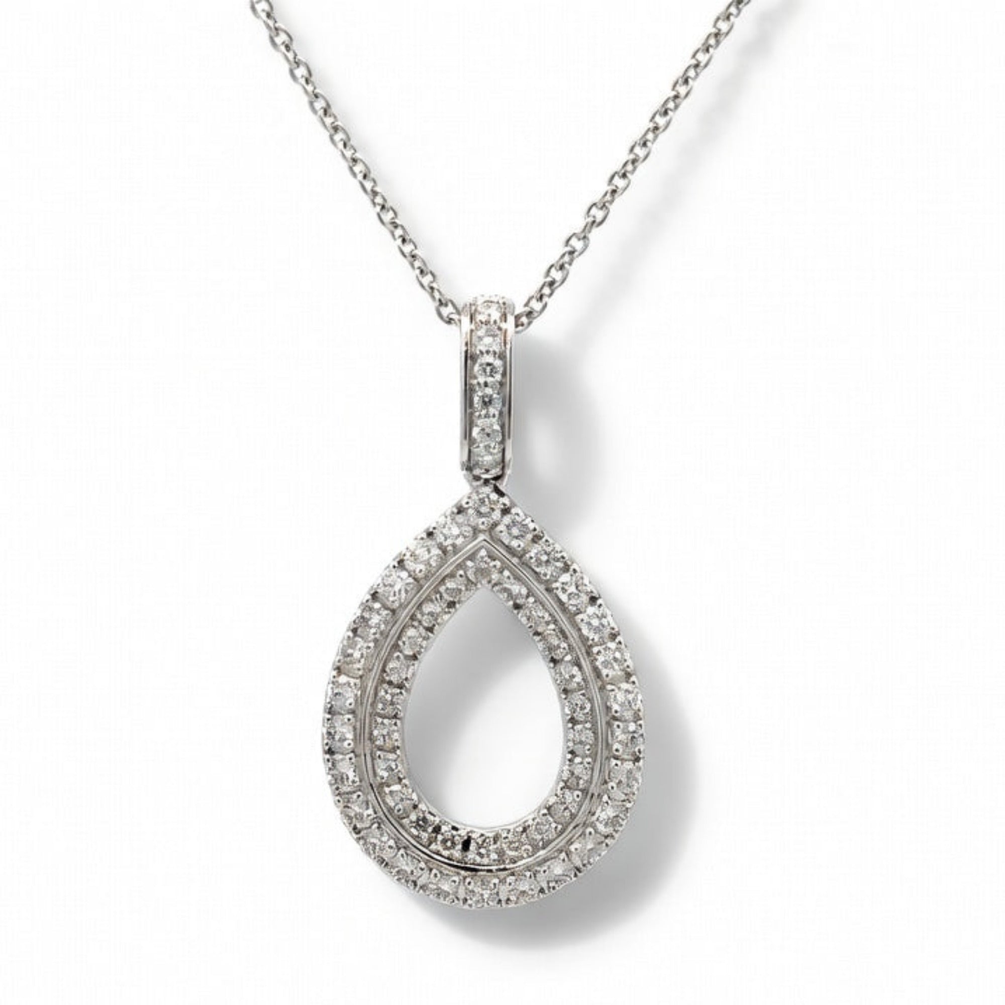 P4712W — White Gold Diamond Pendant by Albert David Pearls & Gems Inc.