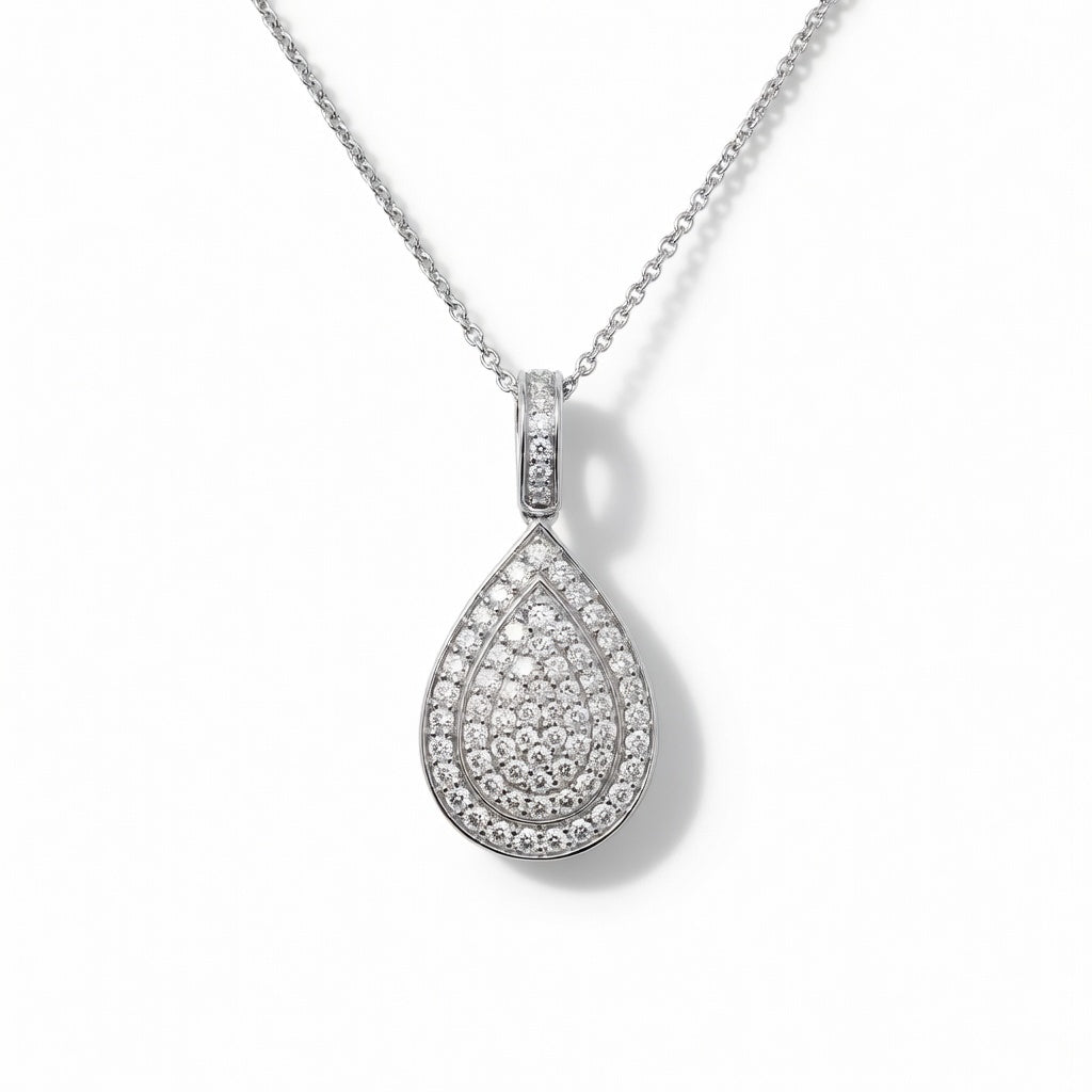 P4713W — White Gold Diamond Pendant by Albert David Pearls & Gems Inc.