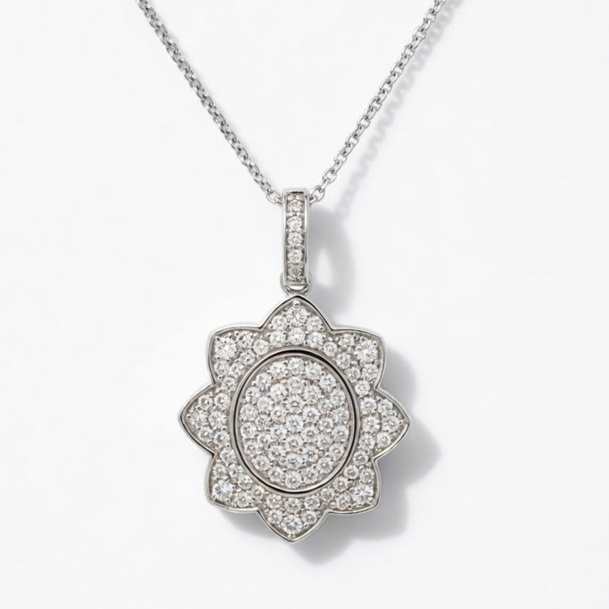P4732W — White Gold Diamond Pendant by Albert David Pearls & Gems Inc.