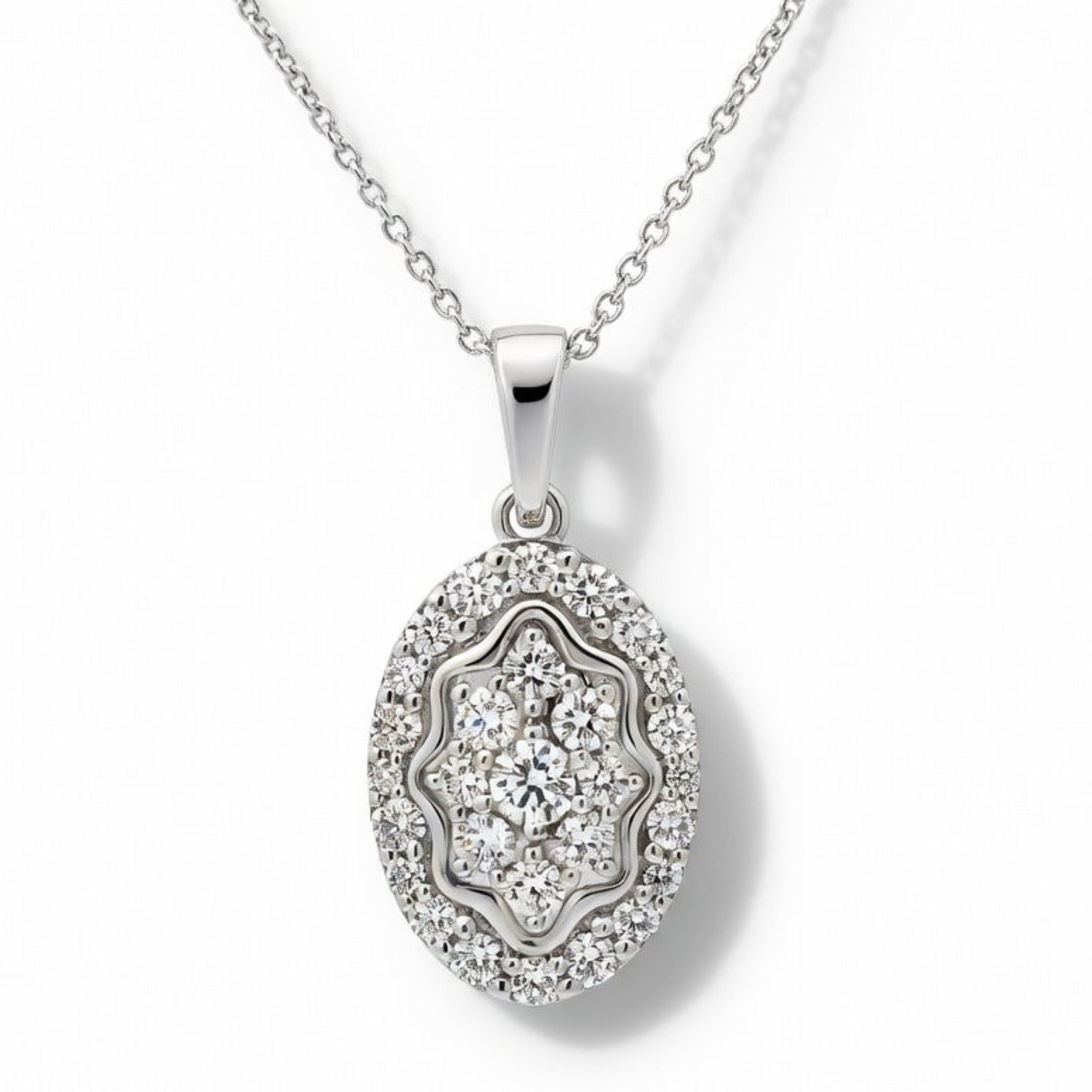 P4733W — White Gold Diamond Pendant by Albert David Pearls & Gems Inc.