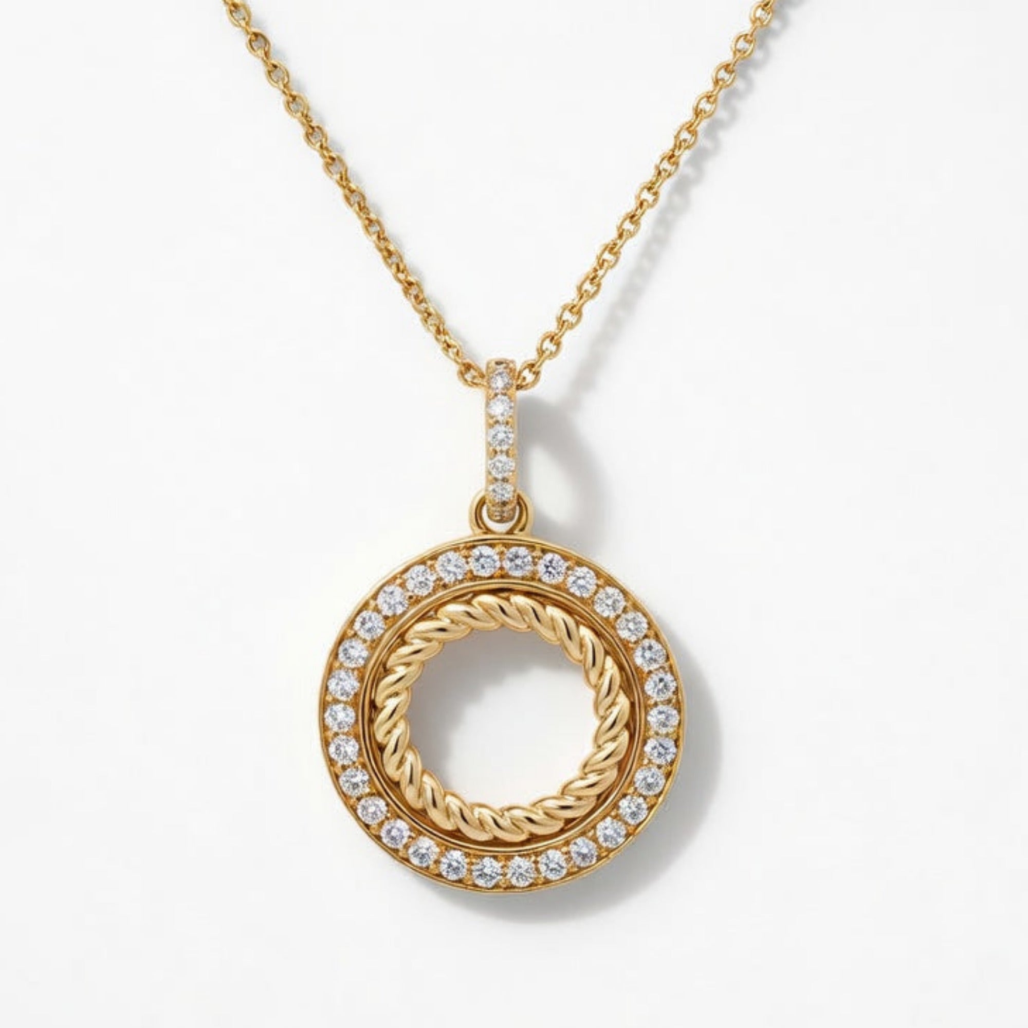 P4734Y — Yellow Gold Diamond Pendant by Albert David Pearls & Gems Inc.