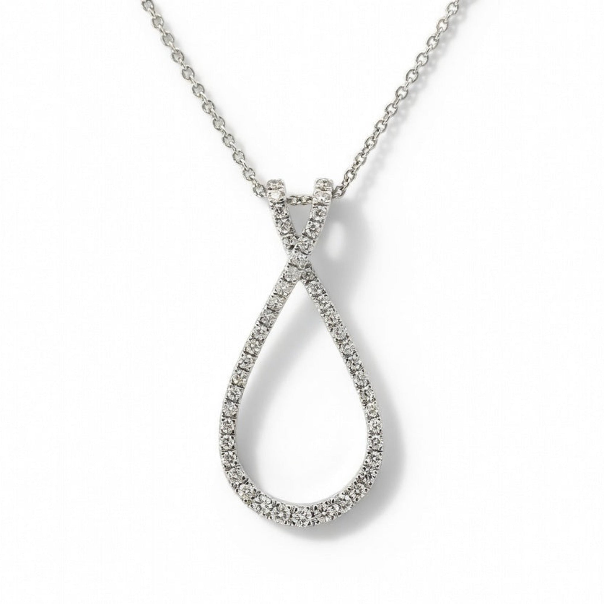 P4738W — White Gold Diamond Pendant by Albert David Pearls & Gems Inc.