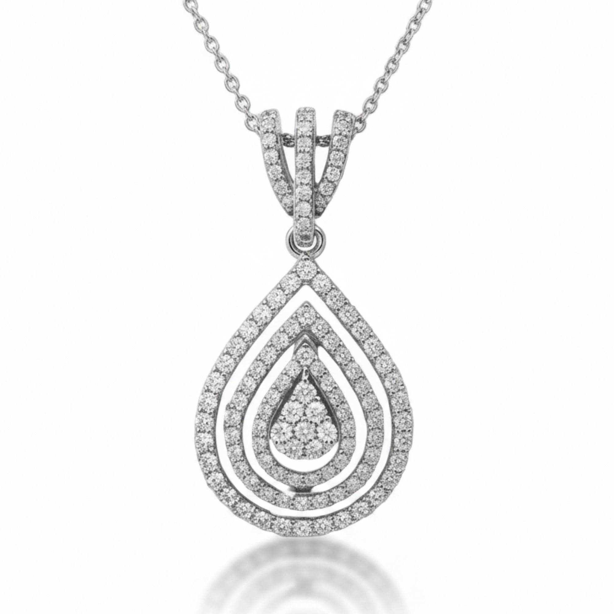 P4745W — White Gold Diamond Pendant by Albert David Pearls & Gems Inc.
