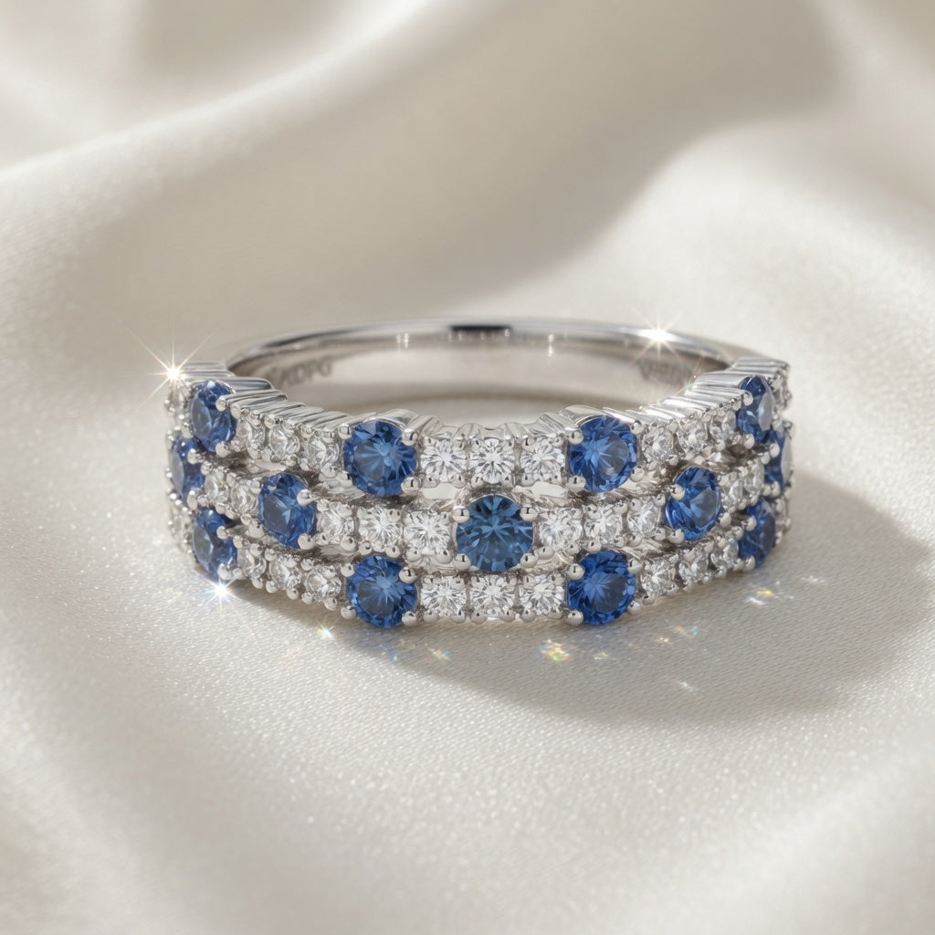 R4703WS — White Gold Natural Sapphire & Diamond Ring by Albert David Pearls & Gems Inc.