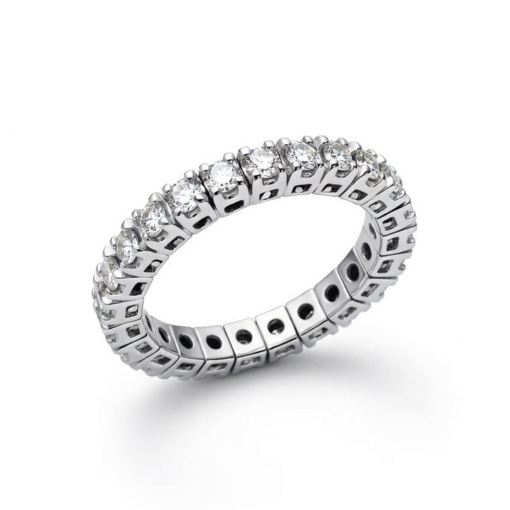 R4710W — White Gold Diamond Stretch Eternity Ring by Albert David Pearls & Gems Inc.